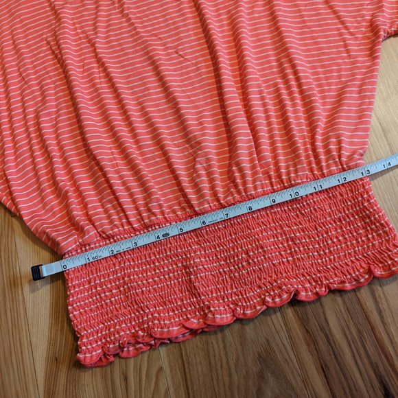 🎉 4 for $25 🎉STACCATO Smocked Bottom Striped Blouse Pink/White Size Medium NWT - Picture 9 of 10